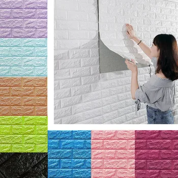 

70*77cm Brick wall Stickers DIY 3D PE Foam Wallpaper Panels Room Decal Stone Decoration Embossed Self Adhensive 3D Brick Wall