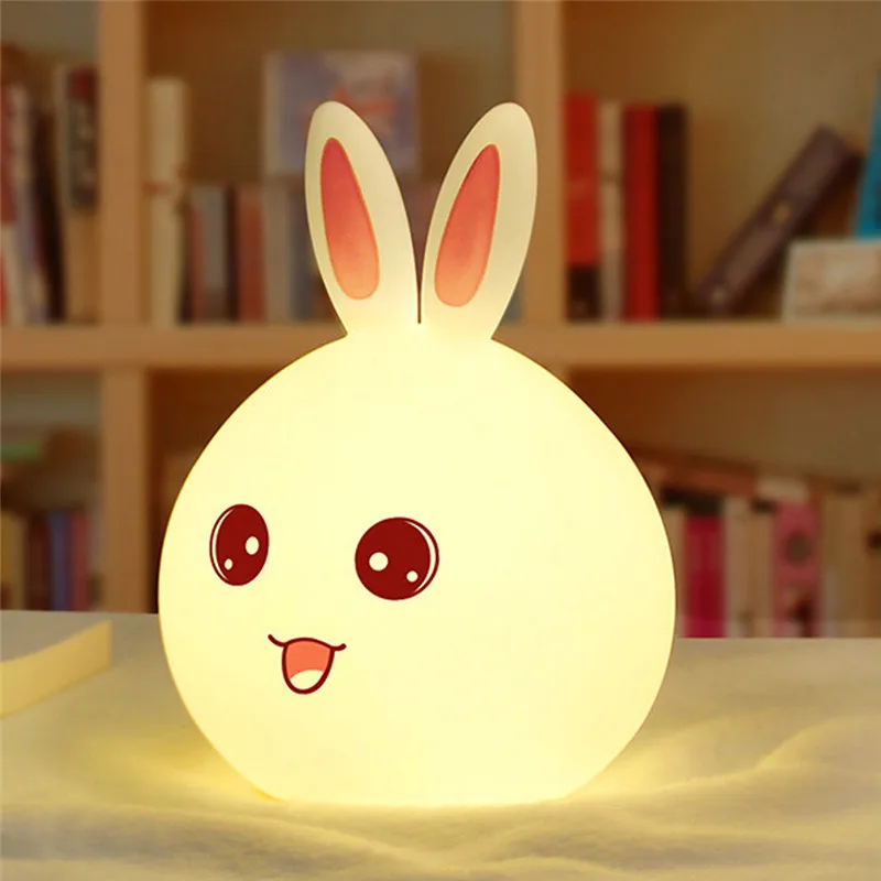 USB Silicone Night Light LED Remote Sensor Cute Rabbit Lamp Bedroom LED Night Lamp Children Baby Kids Bedside Lamp