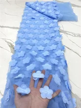 

PGC Sky Blue African Mesh 3D Lace Fabric Embroiderey French Tulle Laces Fabric For Nigerian Wedding Party Sewing YA4617B-7