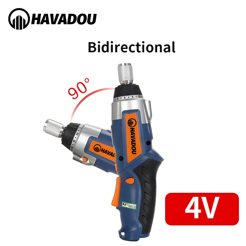 

HAVADOU 4V Electric Screwdriver Rechargeable Cordless Foldable With Work Light Powerful Fast Charging 90° Spin