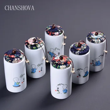 

CHANSHOVA ceramic household tea set portable mini travel storage sealed cans tea pot tea set tea set ceramic pot ceramic jar