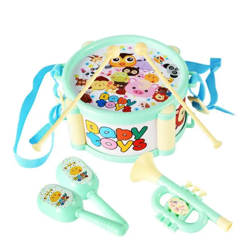 

6pcs/set Baby Drum+Drumsticks+Trumpet Kids Jazz Drum Musical Instruments