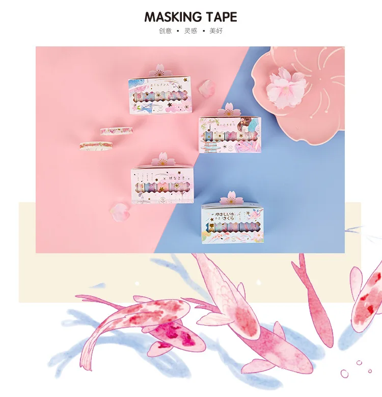 10 компл./лот клейкая лента из рисовой бумаги Сакура Харуно серии декоративные клеящаяся Скрапбукинг DIY Бумага японского наклейки для