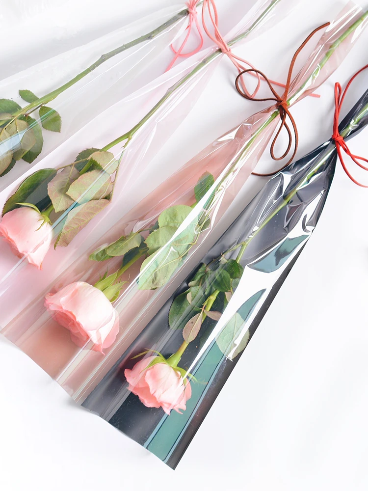 Haakong 60 Stück Einzelne Rosenhülsen - Blumenverpackungstaschen Ca. 14x40 Cm, Für Muttertag, Hochzeit, Valentinstag (weiß & Pink)