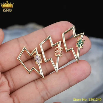 

10Pcs 17x29mm Zirconia Lightning Carabiner Fastener Screw Lock Clasp Accessories For Handmade Punk Jewelry Making Components