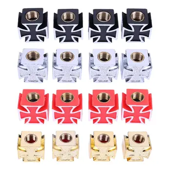 

4pcs Universal Cross Style Car Bike Tire Wheel Valve Caps Cover with Sealing Ring Rustproof Stable Thread Anti Leakage Dustproof