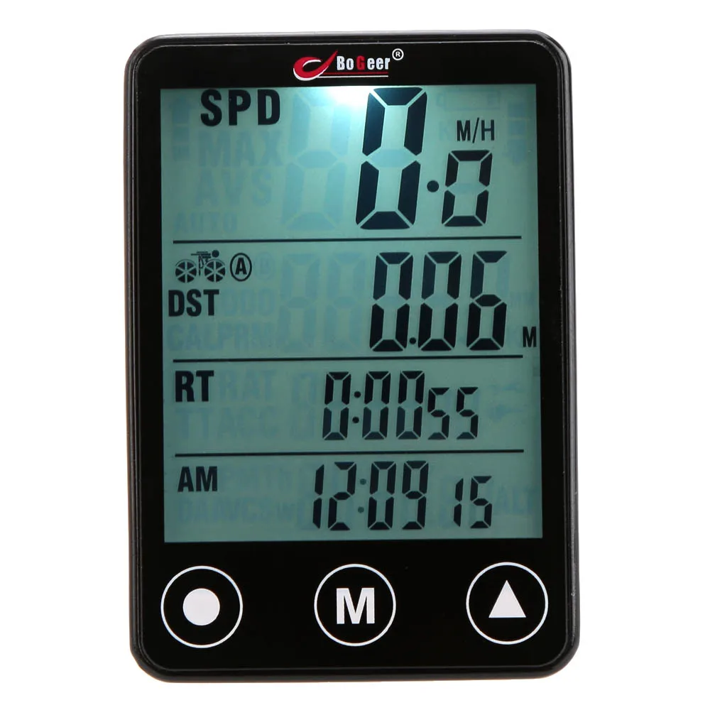 

Bogeer Wireless Bicycle Computer Cycling Bike Stopwatch Sensor Waterproof with LCD Display Odometer Speedometer LED Backlight