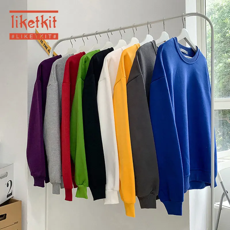 

Liketkit Casual Hoodies Sweatshirts Men 2019 Male Solid Fleece Oversized Pullovers Streetwear Mens Winter Couples Basic Hoodies