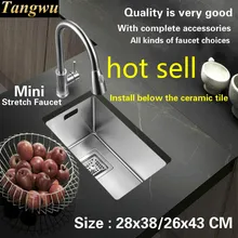 Стандартная мини кухня Балкон ручная раковина одинарная мойка 304 пищевой нержавеющей стали Горячая 280x380/260x430 мм