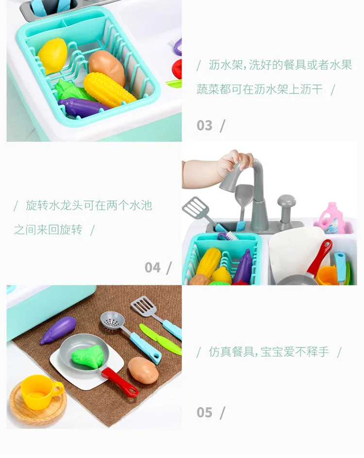 Douyin, модель знаменитостей, ручная очистка воды, посудомоечная машина, блоки для мальчиков и девочек, игрушка, обучающая кухня, детский игровой домик