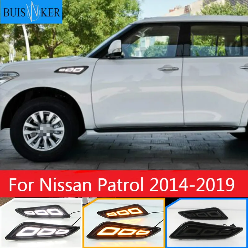 

Для Nissan Patrol 2014-2019 светодиодный фонарь на боковой крышке дневные ходовые огни с желтым сигналом поворота водонепроницаемый