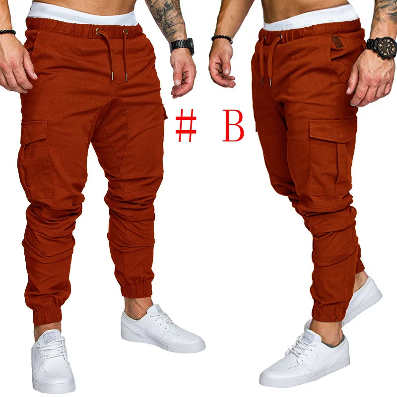B Новые модные спортивные штаны, Мужские Jogger штаны похудания форма брюки повседневные брюки с эластичным поясом Мужские штаны длинные брюки - Цвет: B
