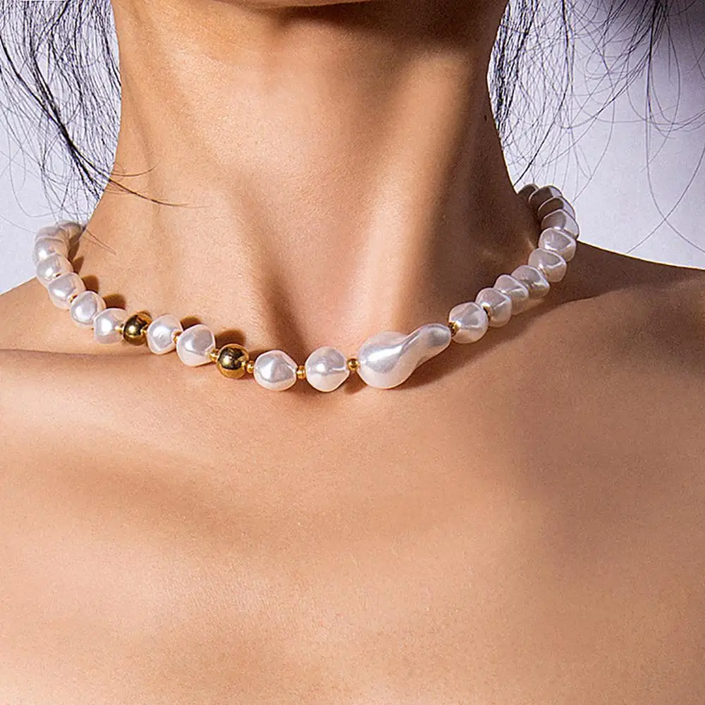 

Fashion Beads Baroque Pearl Choker Necklace Women 2019 New Collares Jewelry