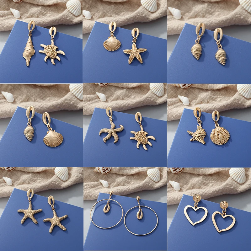 

New Women's Earrings Bohemian Alloy Shell Starfish Sexy Charm Minimalist Metal Drop Earrings Jewelry Gift Wholesale 2019
