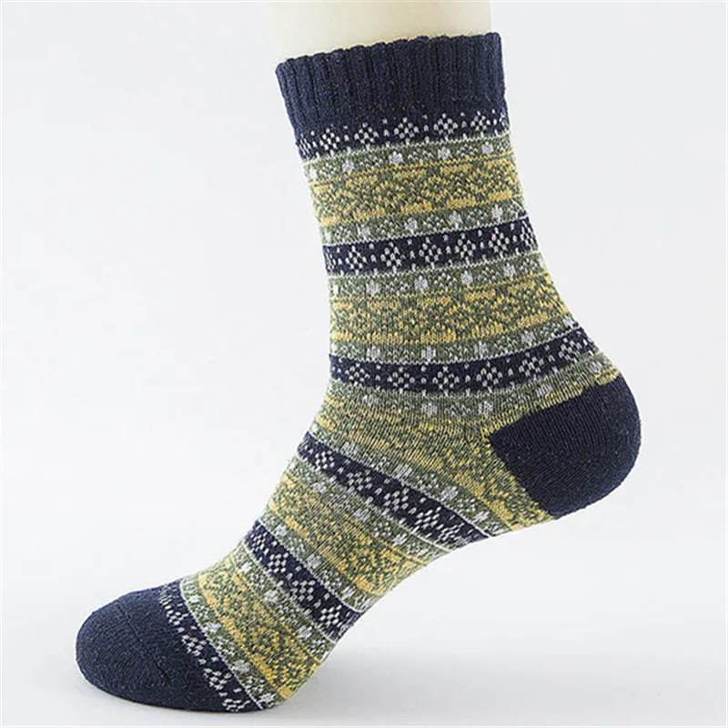 Pattern4 Navy Лидер продаж, зимние мужские теплые толстые шерстяные носки, унисекс, контрастные цвета, ромбовидные полосы, британский американский стиль, повседневные деловые носки, Прямая поставка - Цвет: Pattern4 Navy