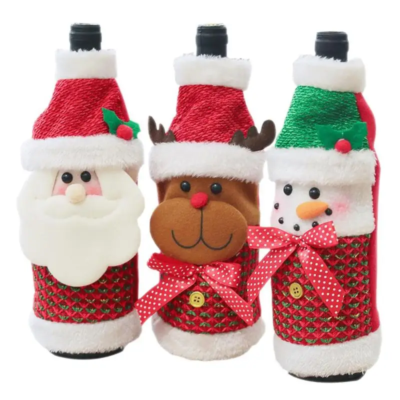 

Christmas Red Wine Bottle Cover Decor Set Various Specifications Optional Practical for New Year Kitchen Dinner Home Party