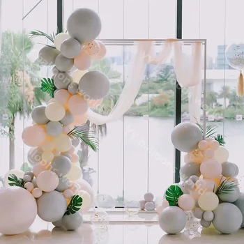 

105pcs/set Balloon Garland Arch Orange Yellow Gray Gold Latex Balloons Pump Inflator Birthday Wedding Party Decoration Supplies