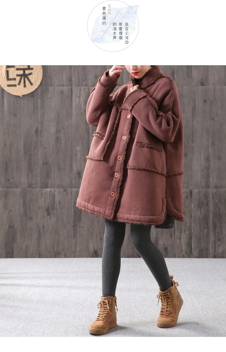 Женская новая осенне-зимняя верхняя одежда больших размеров, теплое пальто из овечьей шерсти, утепленное замшевое Свободное пальто с высоким воротником