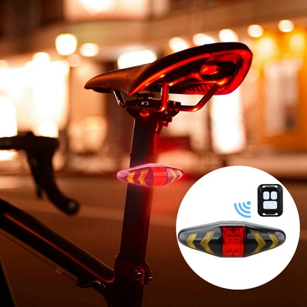 Велосипедный сигнал поворота беспроводной пульт дистанционного управления горные велосипеды задние фонари велосипедные огни мигающие фары белый - Цвет: Black