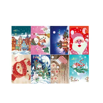 

Merry Christmas Cards DIY Diamond Painting Cards Round Drill Greeting Cards Rhinestones Embroidery Arts Crafts Xmas Gift