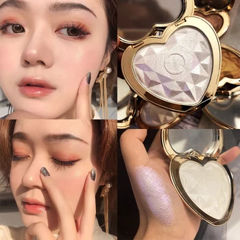 

HUDAMOJI Face Makeup Heart-shaped Diamond High-gloss Eye Shadow Powder cake Brighten Shimmer pearl repair Highlighter TSLM1