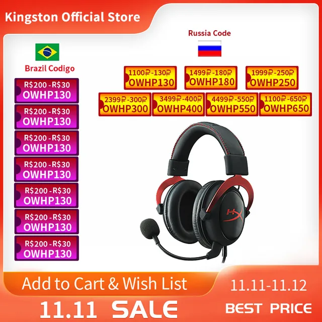 Kingston HyperX Cloud II Gaming Headset with Microphone Hi-Fi 7.1 Surround Sound Gaming Headphone  for PC & PS4 1