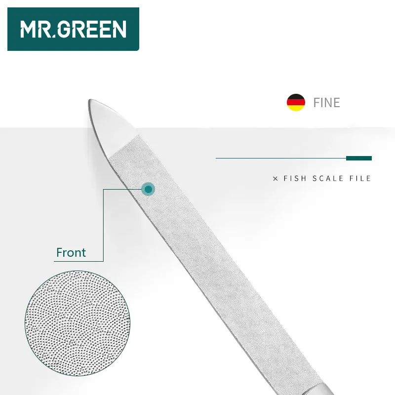 MR. GREEN прочная пилка для ногтей из нержавеющей стали, профессиональная двухсторонняя шлифовальная пилка для ногтей, инструменты для маникюра и дизайна ногтей