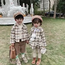 Г.; зимние рубашки в клетку с длинными рукавами для маленьких детей; Плюшевые платья/топы; одежда из хлопка для малышей