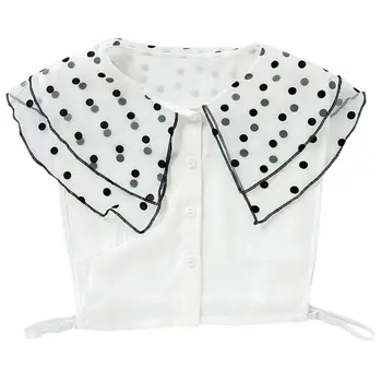 

Women Girls Detachable Fake Collars Chiffon Polka Dot Sheer Double Layer Lapel Blouse Half Shirts Decorative Clothing Accessory