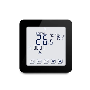 

HY08BW Digital Electric Heating Press Screen Thermostat Programmable Thermoregulator Control Wall Mounted Black