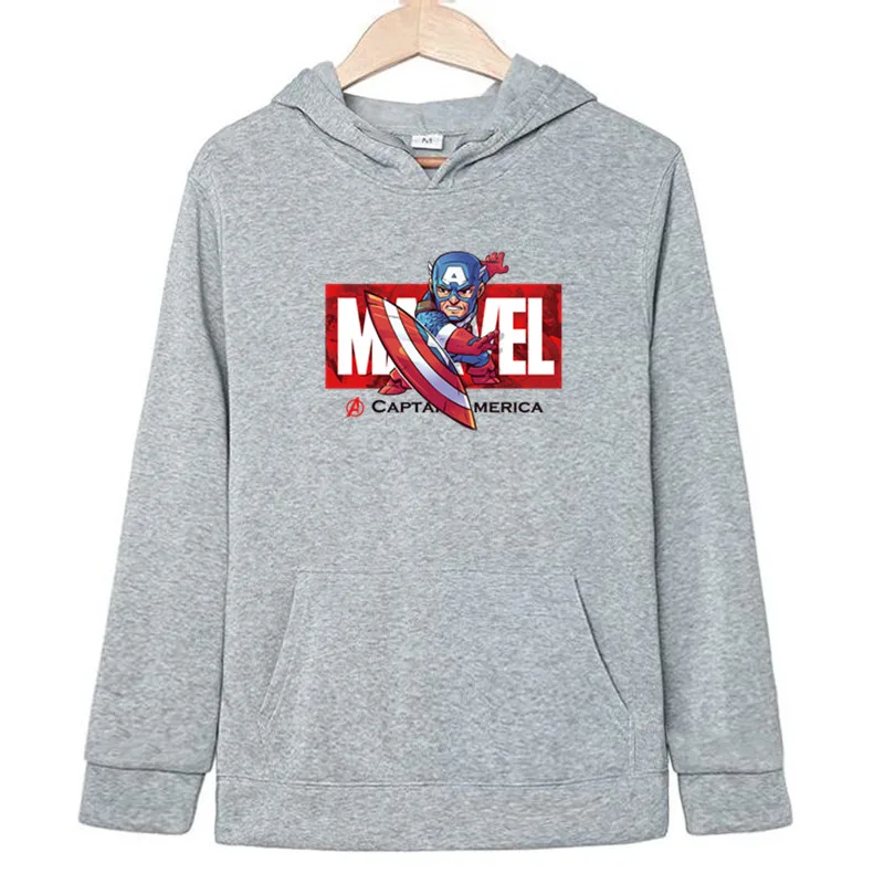 Light gray 2 Зимние мужские Marvel Comics Человек-паук Железный человек толстовки с капюшоном осень Забавный принт Мода супергерой мультфильм уличная куртка - Цвет: Light gray 2