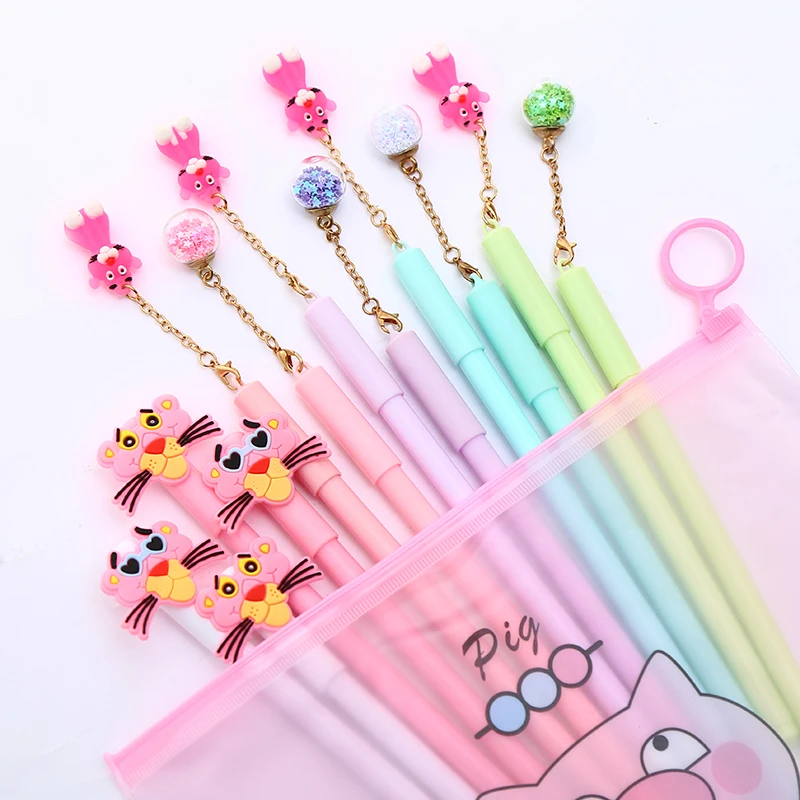 12Pcs/pack Creative Kawaii Gel Pen Black Cat We Bare Bear Cactus Unicorn Flamingo Christmas Gift Cute Stationery Store Ink Pens - Цвет: 8