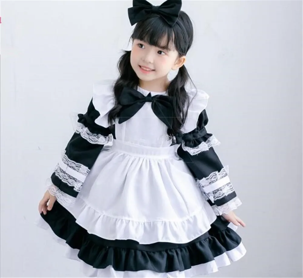 Halloween Party Costume Housemaid Cosplay Adults and Kids Cosplay Dance Costume Headwear Outfits B368