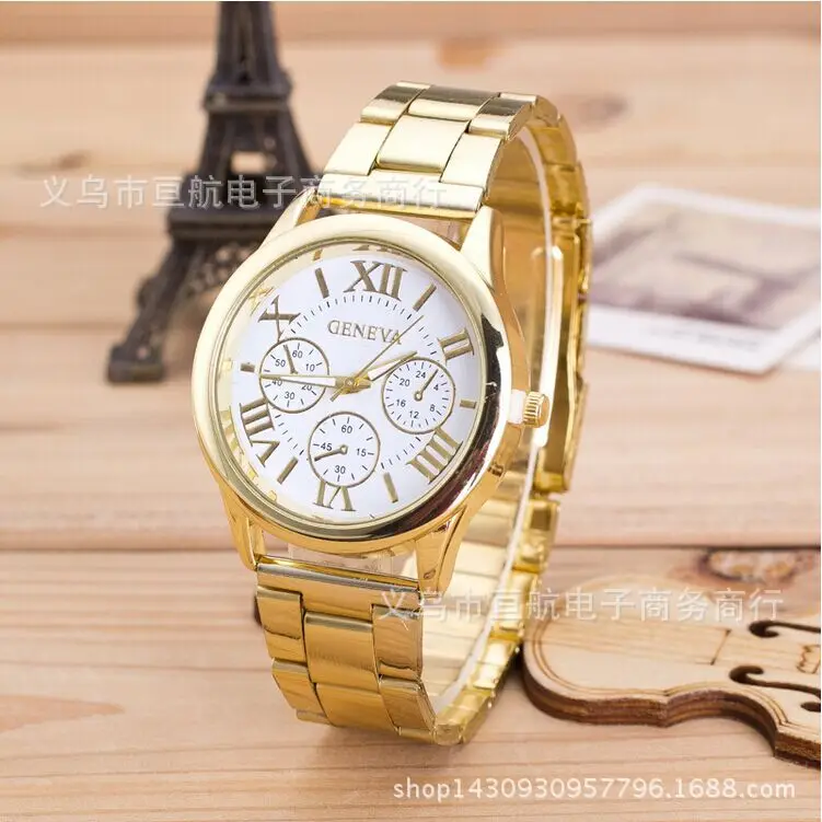 

Hot Selling Geneva Steel Watch MEN'S Watch Fashion Three Eye Rome Women's Quartz Watch