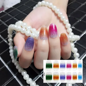 

zheng xiang Nail Sticker Manufacturers New Style 12 Stickers Waterproof Manicure Stick Wearable Hipster Gradient Nail Sticker Wh