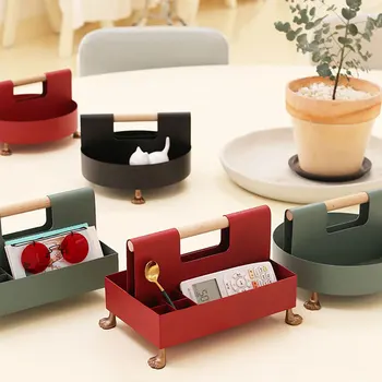 

Nordic Storage Tray Household Display Rack Box Iron Desktop Make-up Portable Practical Storage Tray Plate for home kitchen