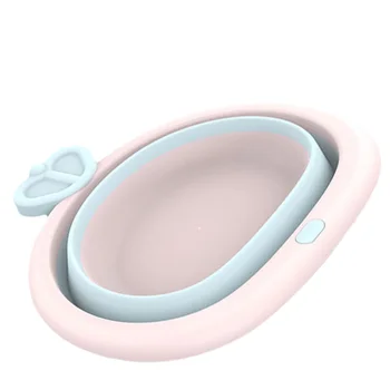 

1pc Lovely Washbasin Kids Portable Folding Cartoon Washing Basin Home Accessory Cleaning Tool