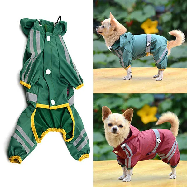 Дождевик для собак, светоотражающая водонепроницаемая одежда, комбинезон с капюшоном и высоким горлом для маленьких и больших собак, плащ-дождевик, золотистый ретривер, лабрадор