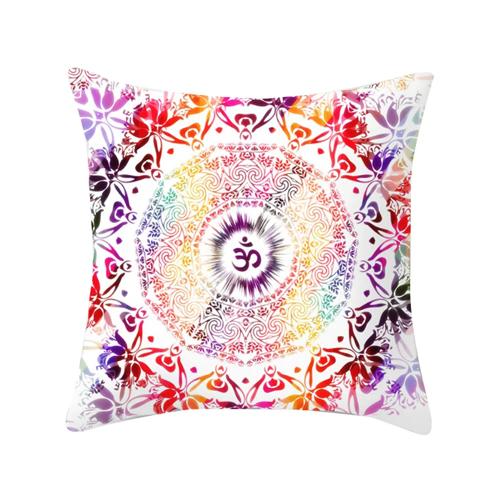 

Lychee DIY Colorful Mandala Series Pillow Cases Polyester Peachskin 45x45cm Pillow Cases For Bedroom Home Office