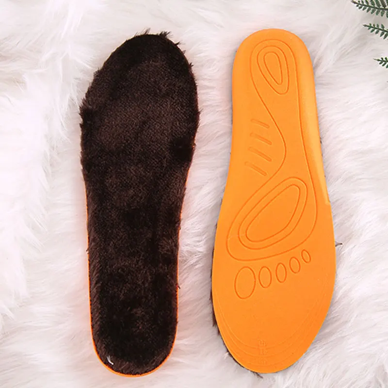 Стельки для обуви из шерсти размера плюс ортопедические стельки Зимние теплые плюшевые стельки для обуви S/M/L/XL утолщенные Зимние Сапоги стелька для обуви - Цвет: Коричневый