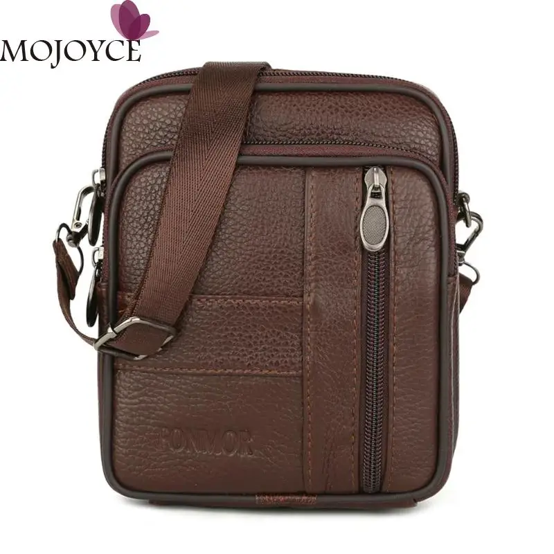 

Male Square Small Genuine Leather Shoulder Bag Men Business Solid Color Casual Mini Crossbody Messenger Bags