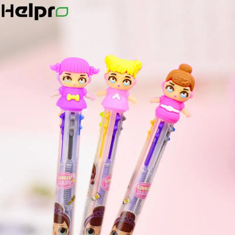 Helpro мультфильм 6 цветов LOL куклы Шариковая ручка многоцветный Kawaii силикагель