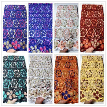 

New African Swiss Voile Lace In Switzerland 2020 High Quality Nigeria Dry Lace Fabric With Stone 5 Yards For Wedding JY25F110