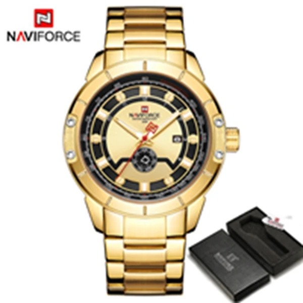 NAVIFORCE Роскошные брендовые наручные часы мужские модные деловые Часы повседневные спортивные водонепроницаемые золотые часы мужские часы Relogio Masculino - Цвет: GGBOX