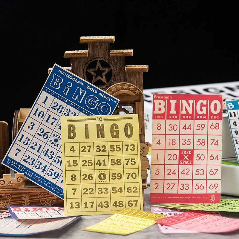 12pcs Retro Large Size Colourful Bingo Digital Game Label Foreign Style Material Sticker DIY Scrapbooking Diary Album EEscola - Цвет: 12pcs