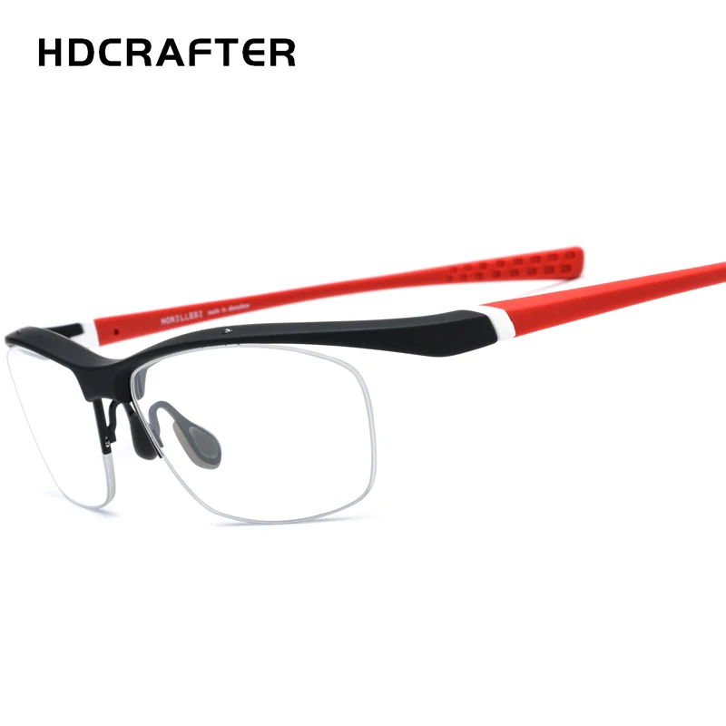 HDCRAFTER NewTR90 очки рамки для мужчин Спорт на открытом воздухе сверхлегкие очки половина рамки близорукость Оптический Рецепт; очки - Цвет оправы: Red