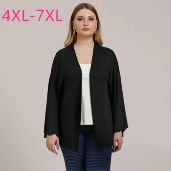 

2020 new spring autumn women plus size cardigan for women large casual loose pagoda long sleeve thin coats black 4XL 5XL 6XL 7XL