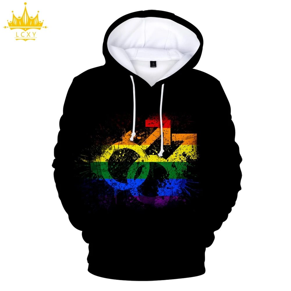 3D LGBT женские толстовки с капюшоном 2019 Kpop Off многоцветный белый сам зимний свитер