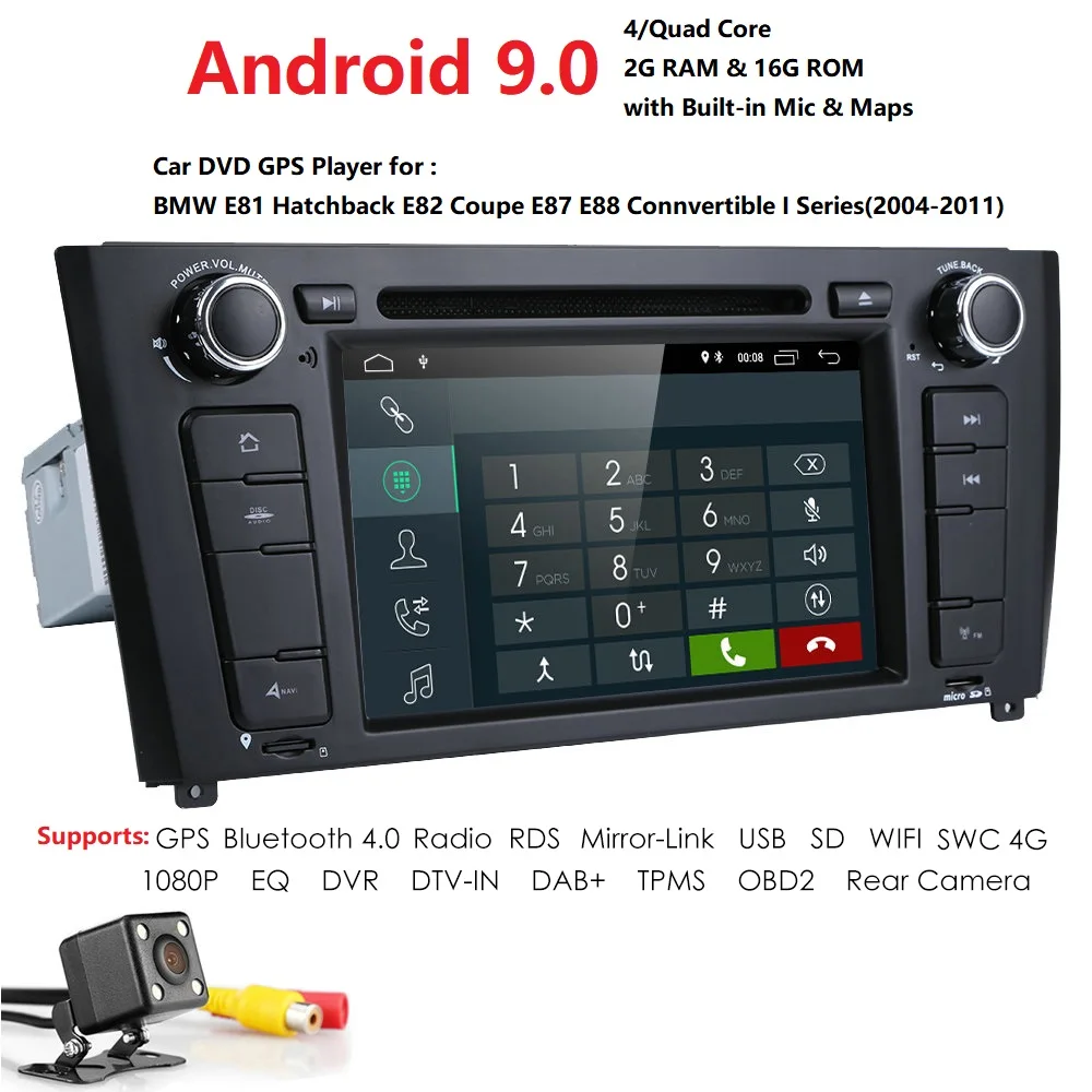 Clearance 2G RAM 1Din 7 Inch Car DVD Player For BMW/E81/E82/E87/E88 GPS Navigation 1024*600 1080P WIFI 4G Bluetooth SWC RDS DSP DAB Camera 1