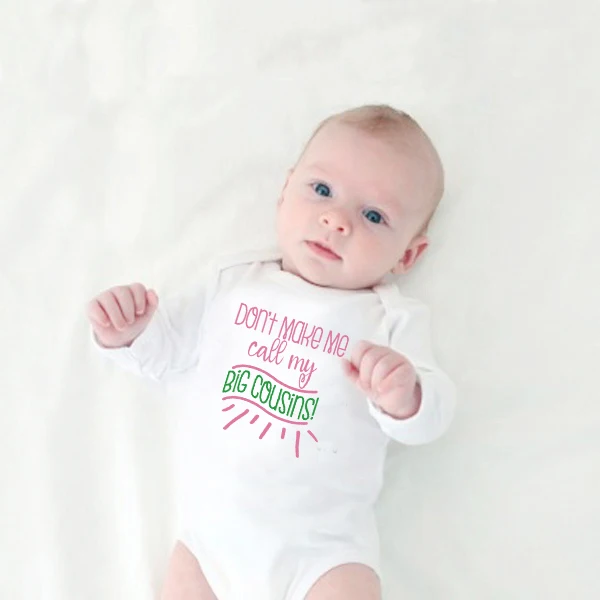 

Baby Rompers Don't Make Me Call My Big Cousins Letter Print Baby Boy Girl Long Sleeve Onesie Toddler Romper Jumpsuit